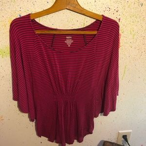 Striped Pink and Gray Billowing Top